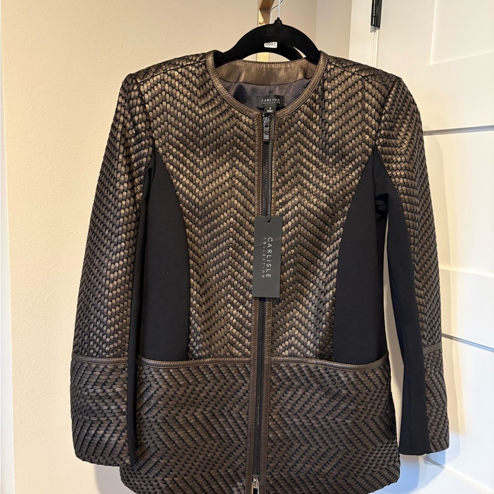 Carlisle Metallic Brown and Black Quilted Zip Jacket. Size 4 and 6